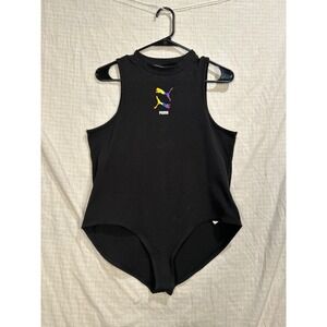 Puma Womens Black Rainbow Graphic  Sleeveless Bodysuit XL #2185